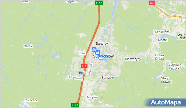 mapa Suchedniów, Suchedniów na mapie Targeo