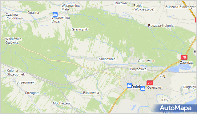 mapa Suchowola gmina Osiek, Suchowola gmina Osiek na mapie Targeo