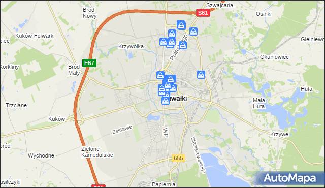 mapa Suwałk, Suwałki na mapie Targeo