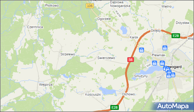 mapa Świerczewo gmina Nowogard, Świerczewo gmina Nowogard na mapie Targeo