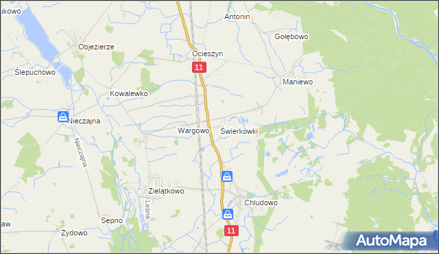 mapa Świerkówki, Świerkówki na mapie Targeo