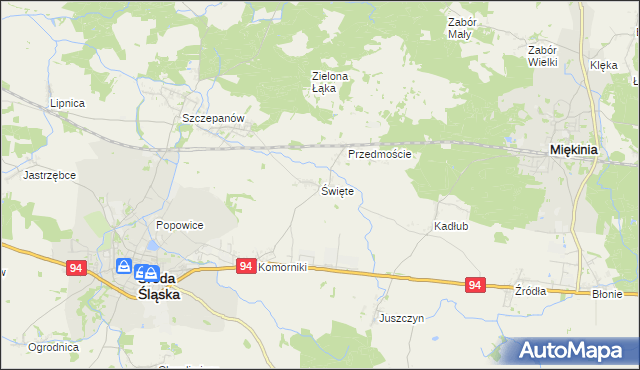 mapa Święte gmina Środa Śląska, Święte gmina Środa Śląska na mapie Targeo