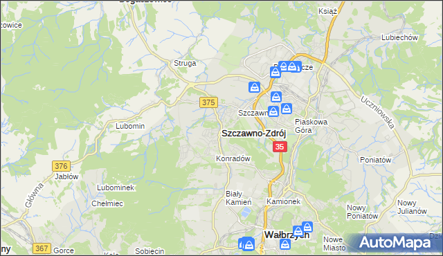 mapa Szczawno-Zdrój, Szczawno-Zdrój na mapie Targeo