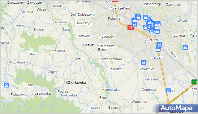 mapa Szczepańcowa, Szczepańcowa na mapie Targeo