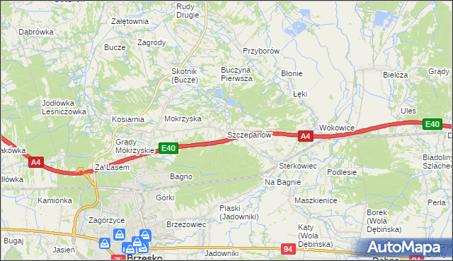 mapa Szczepanów gmina Brzesko, Szczepanów gmina Brzesko na mapie Targeo