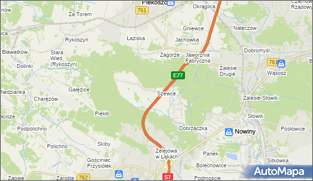 mapa Szewce gmina Sitkówka-Nowiny, Szewce gmina Sitkówka-Nowiny na mapie Targeo