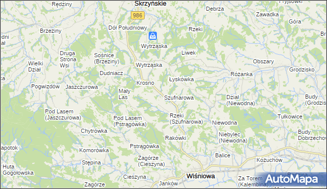 mapa Szufnarowa, Szufnarowa na mapie Targeo