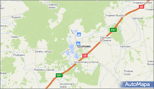 mapa Szumowo powiat zambrowski, Szumowo powiat zambrowski na mapie Targeo