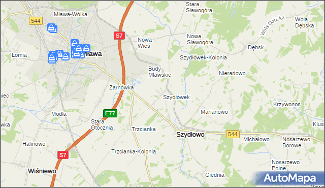 mapa Szydłówek gmina Szydłowo, Szydłówek gmina Szydłowo na mapie Targeo