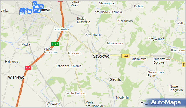 mapa Szydłowo powiat mławski, Szydłowo powiat mławski na mapie Targeo