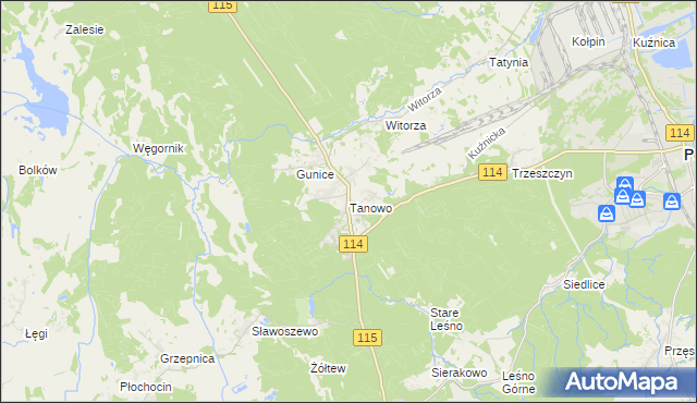 mapa Tanowo, Tanowo na mapie Targeo