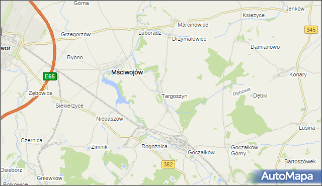 mapa Targoszyn, Targoszyn na mapie Targeo