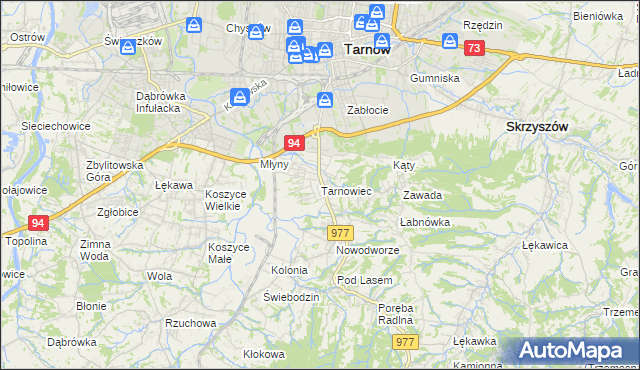 mapa Tarnowiec gmina Tarnów, Tarnowiec gmina Tarnów na mapie Targeo