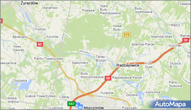 mapa Tartak Brzózki, Tartak Brzózki na mapie Targeo