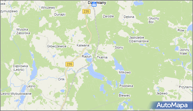 mapa Tkalnia, Tkalnia na mapie Targeo