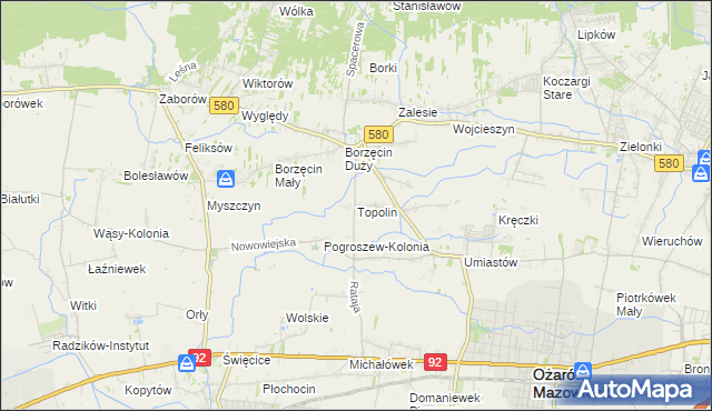 mapa Topolin gmina Stare Babice, Topolin gmina Stare Babice na mapie Targeo