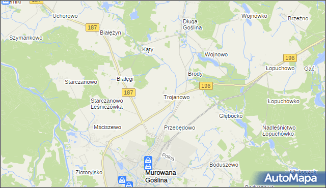 mapa Trojanowo gmina Murowana Goślina, Trojanowo gmina Murowana Goślina na mapie Targeo