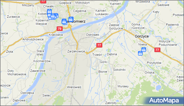 mapa Trześń gmina Gorzyce, Trześń gmina Gorzyce na mapie Targeo