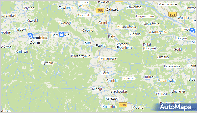 mapa Tylmanowa, Tylmanowa na mapie Targeo