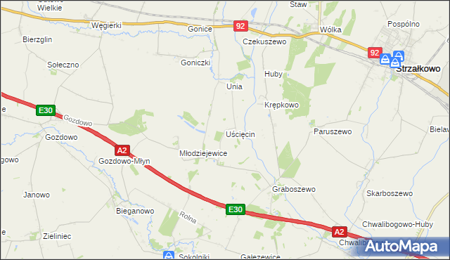 mapa Uścięcin, Uścięcin na mapie Targeo