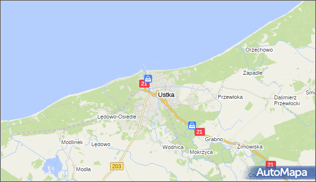 mapa Ustka, Ustka na mapie Targeo