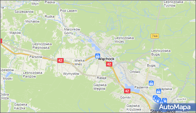 mapa Wąchock, Wąchock na mapie Targeo