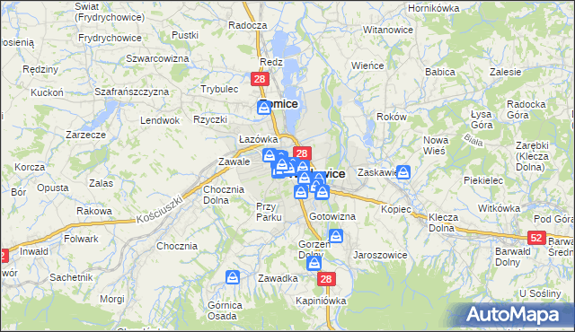 mapa Wadowice, Wadowice na mapie Targeo