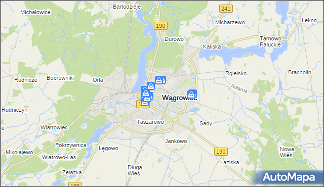 mapa Wągrowiec, Wągrowiec na mapie Targeo