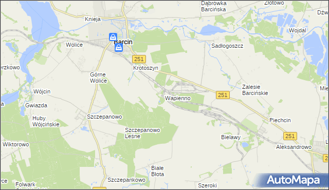 mapa Wapienno, Wapienno na mapie Targeo