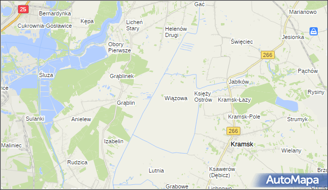 mapa Wiązowa gmina Kramsk, Wiązowa gmina Kramsk na mapie Targeo