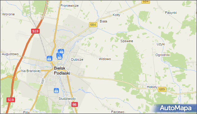 mapa Widowo, Widowo na mapie Targeo