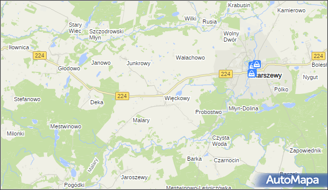 mapa Więckowy, Więckowy na mapie Targeo