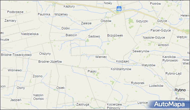 mapa Wieniec gmina Iłów, Wieniec gmina Iłów na mapie Targeo