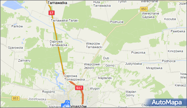 mapa Wieprzów Ordynacki, Wieprzów Ordynacki na mapie Targeo