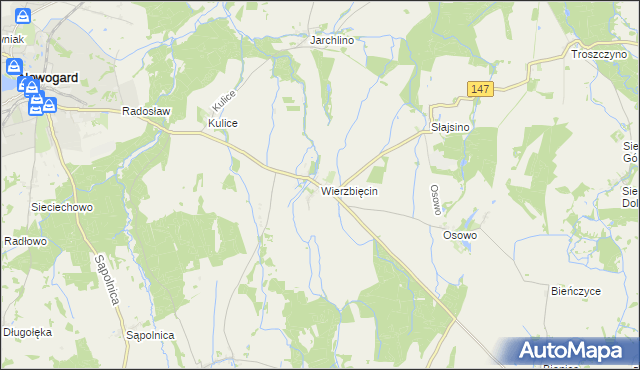 mapa Wierzbięcin gmina Nowogard, Wierzbięcin gmina Nowogard na mapie Targeo