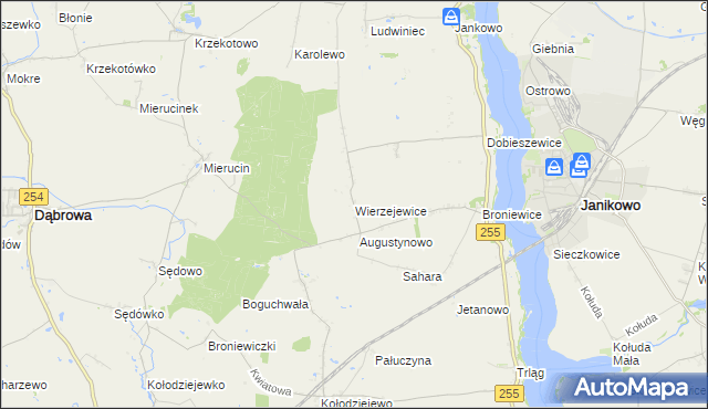 mapa Wierzejewice, Wierzejewice na mapie Targeo