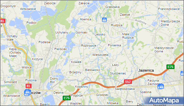 mapa Wieszczęta, Wieszczęta na mapie Targeo