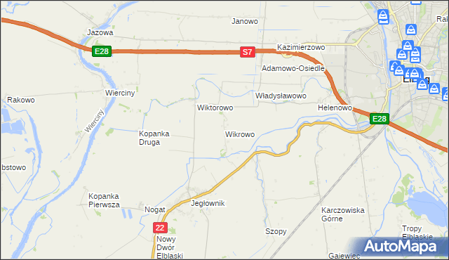 mapa Wikrowo gmina Gronowo Elbląskie, Wikrowo gmina Gronowo Elbląskie na mapie Targeo