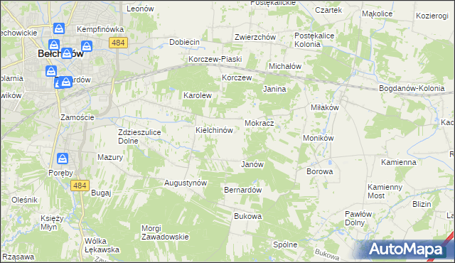 mapa Wiktorów gmina Bełchatów, Wiktorów gmina Bełchatów na mapie Targeo