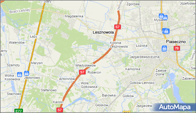 mapa Wilcza Góra gmina Lesznowola, Wilcza Góra gmina Lesznowola na mapie Targeo