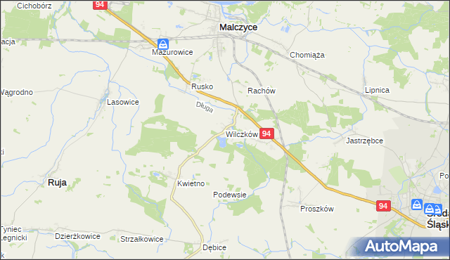 mapa Wilczków gmina Malczyce, Wilczków gmina Malczyce na mapie Targeo