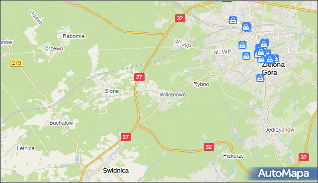 mapa Wilkanowo gmina Świdnica, Wilkanowo gmina Świdnica na mapie Targeo