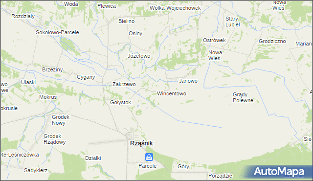 mapa Wincentowo gmina Rząśnik, Wincentowo gmina Rząśnik na mapie Targeo