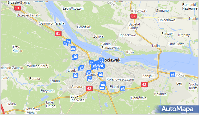 mapa Włocławka, Włocławek na mapie Targeo