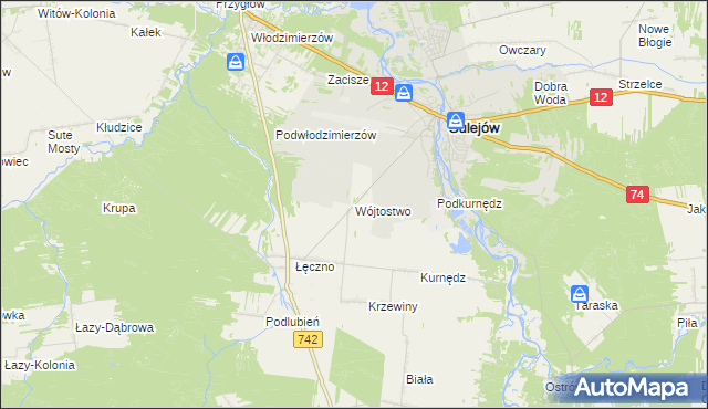 mapa Wójtostwo gmina Sulejów, Wójtostwo gmina Sulejów na mapie Targeo