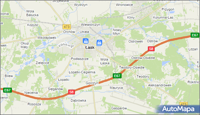 mapa Wola Łaska, Wola Łaska na mapie Targeo