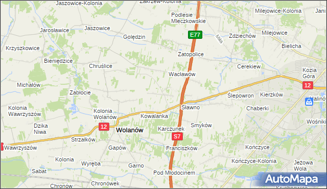 mapa Wola Wacławowska, Wola Wacławowska na mapie Targeo