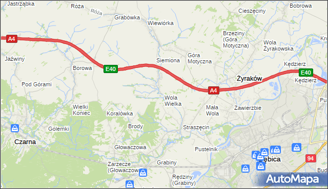 mapa Wola Wielka gmina Żyraków, Wola Wielka gmina Żyraków na mapie Targeo