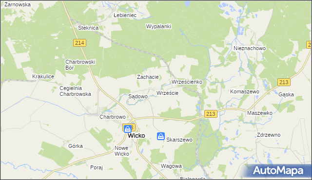 mapa Wrzeście gmina Wicko, Wrzeście gmina Wicko na mapie Targeo