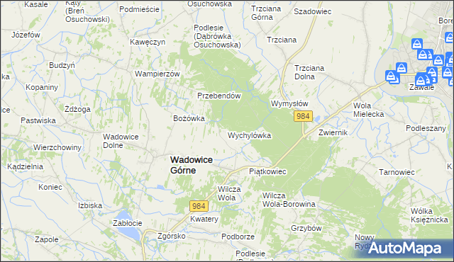 mapa Wychylówka, Wychylówka na mapie Targeo